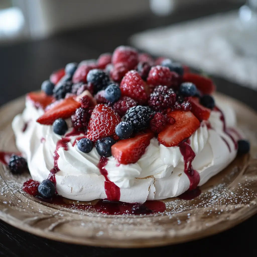 Boozy Berry Pavlova