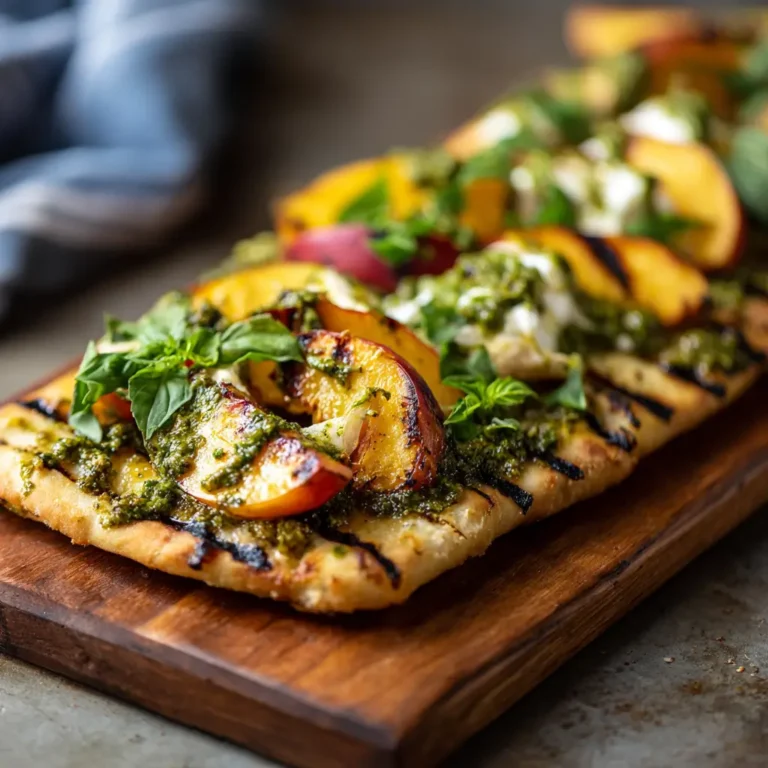 Grilled Peach & Pesto Flatbread