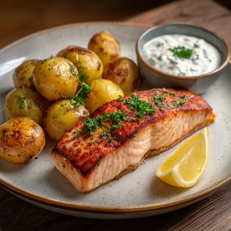 Pan‑fried Salmon with potatoes