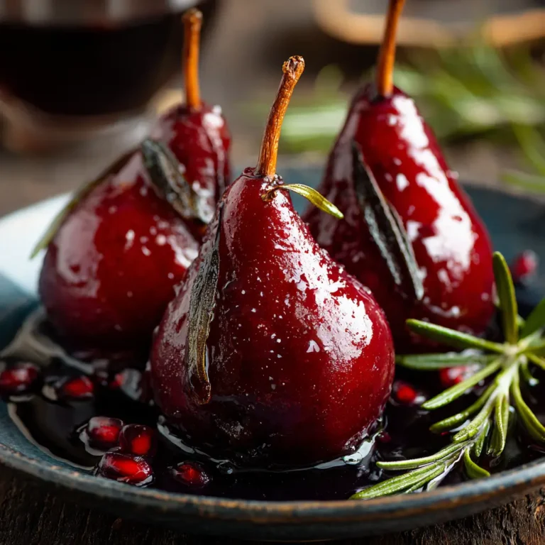 Red Wine Poached Pears