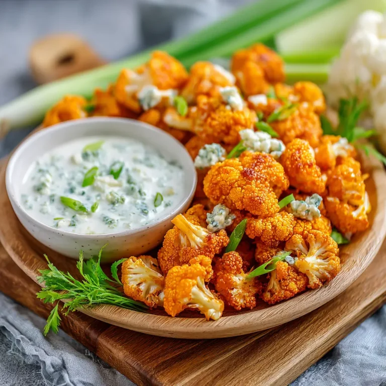 Buffalo Cauliflower Bites with Blue Cheese Dip