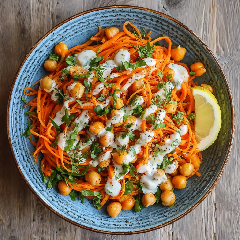 Carrot & Chickpea Salad with Tahini Dressing