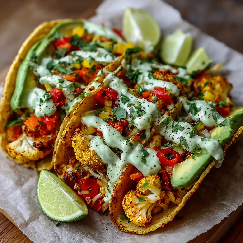 Cauliflower Tacos with Avocado Crema