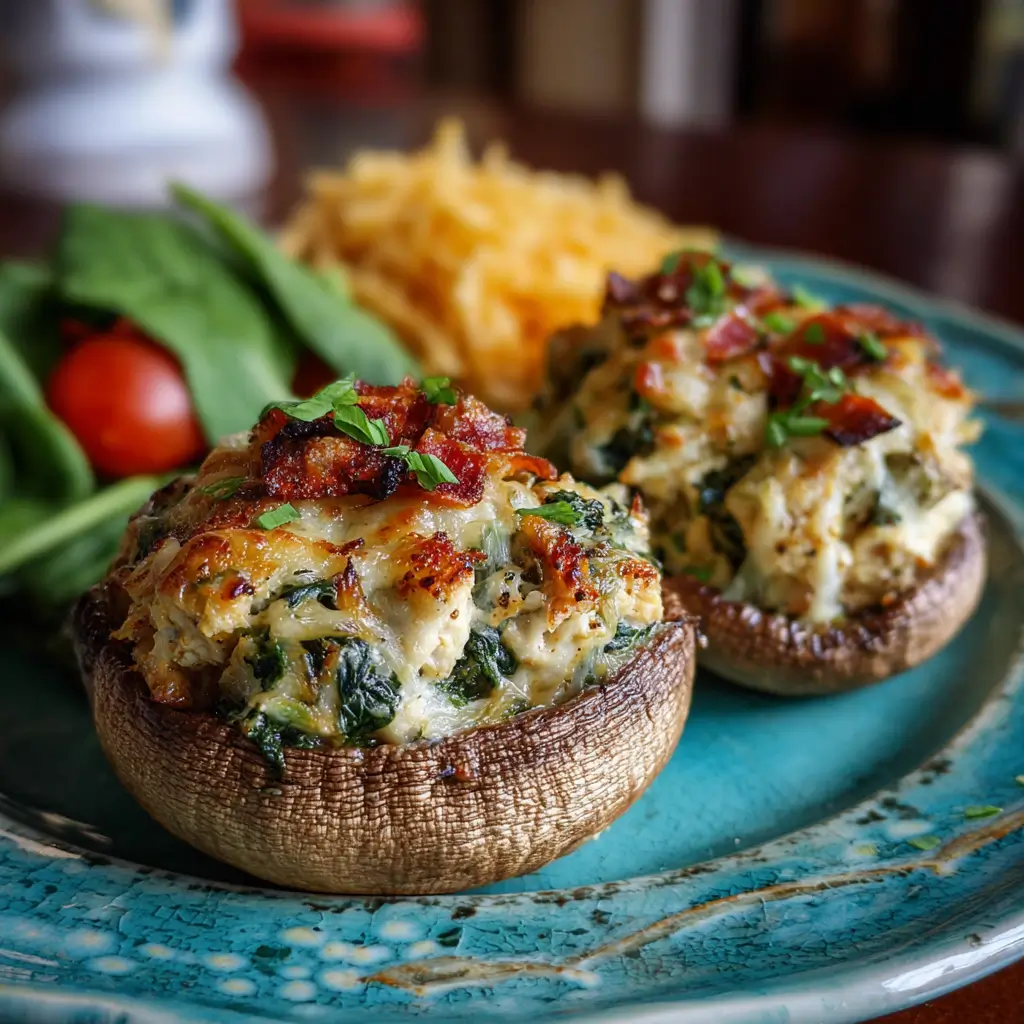 Chicken & Spinach Stuffed Portobello Mushrooms