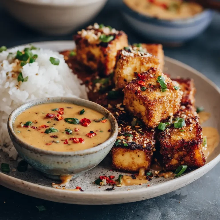 Crispy Baked Tofu with Peanut Sauce