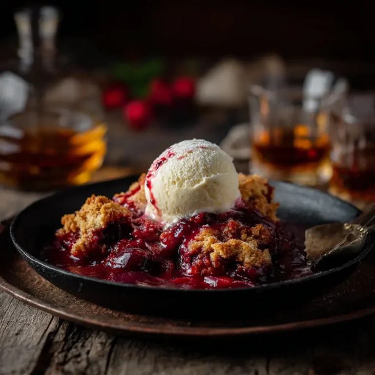 Honey‑Rose Plum Cobbler (with booze)