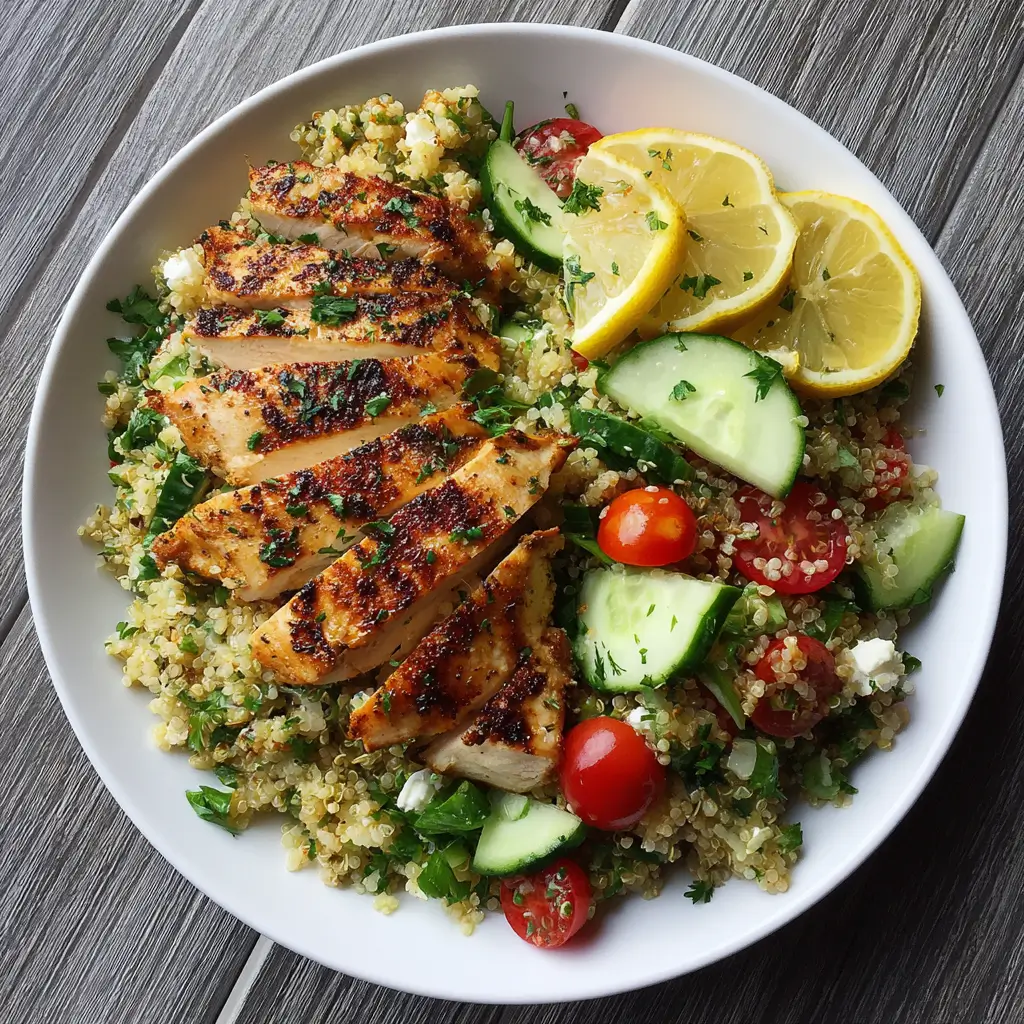 Lemon Herb Quinoa Salad with Grilled Chicken