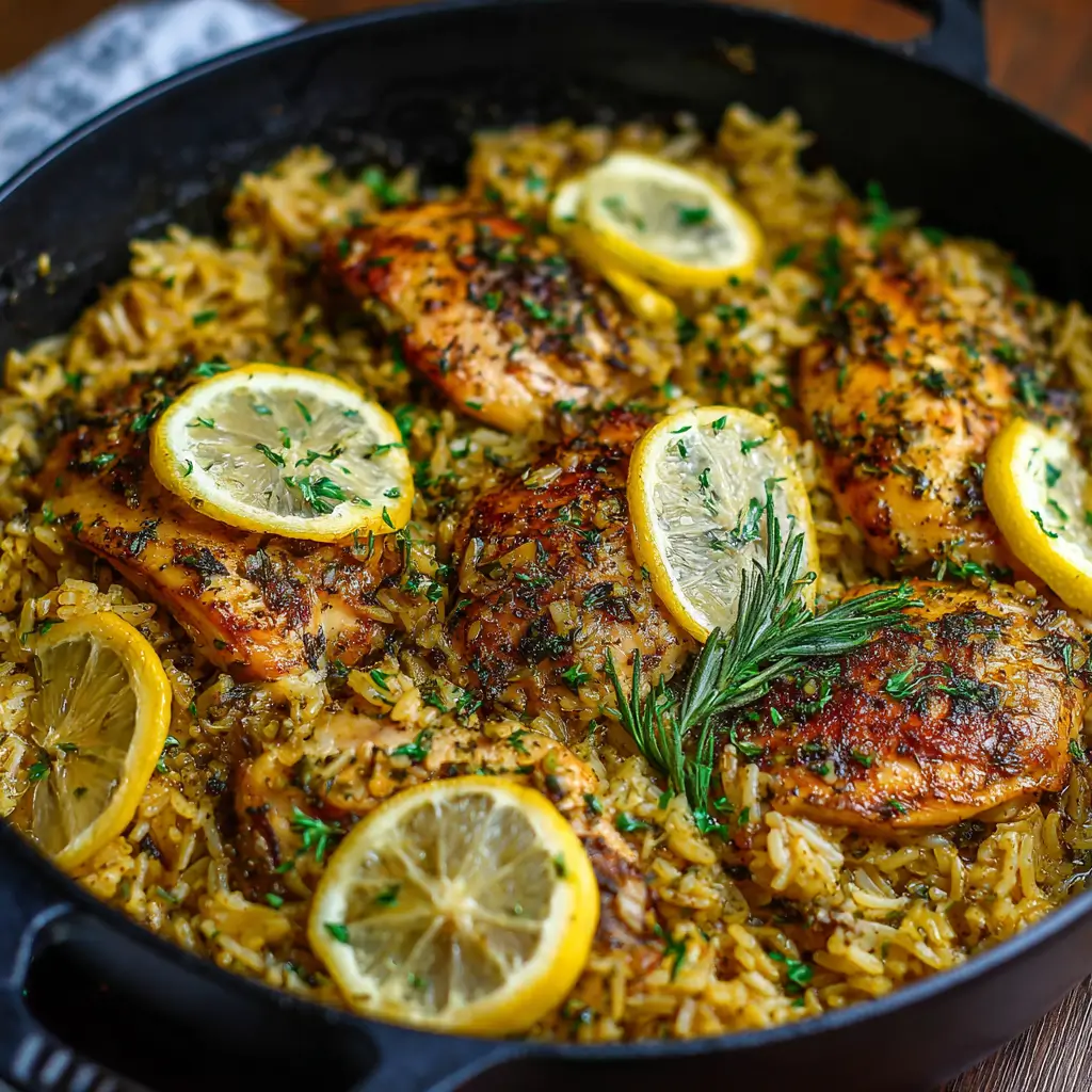 One‑pot lemon Italian herb chicken and rice