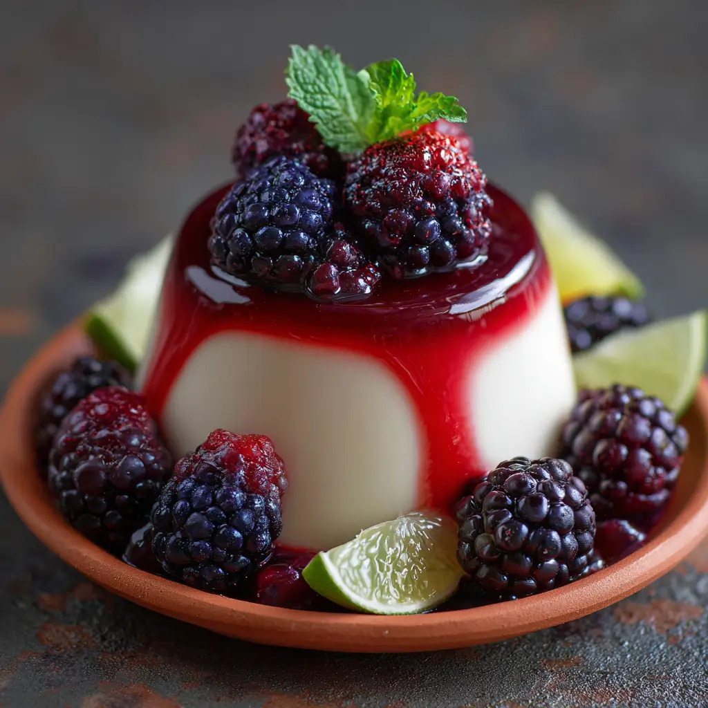 Panna Cotta with Berry Sauce and Liqueur