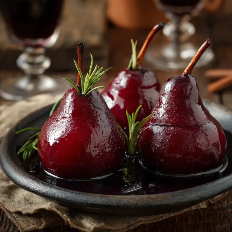 Pears Poached in Port or Red Wine