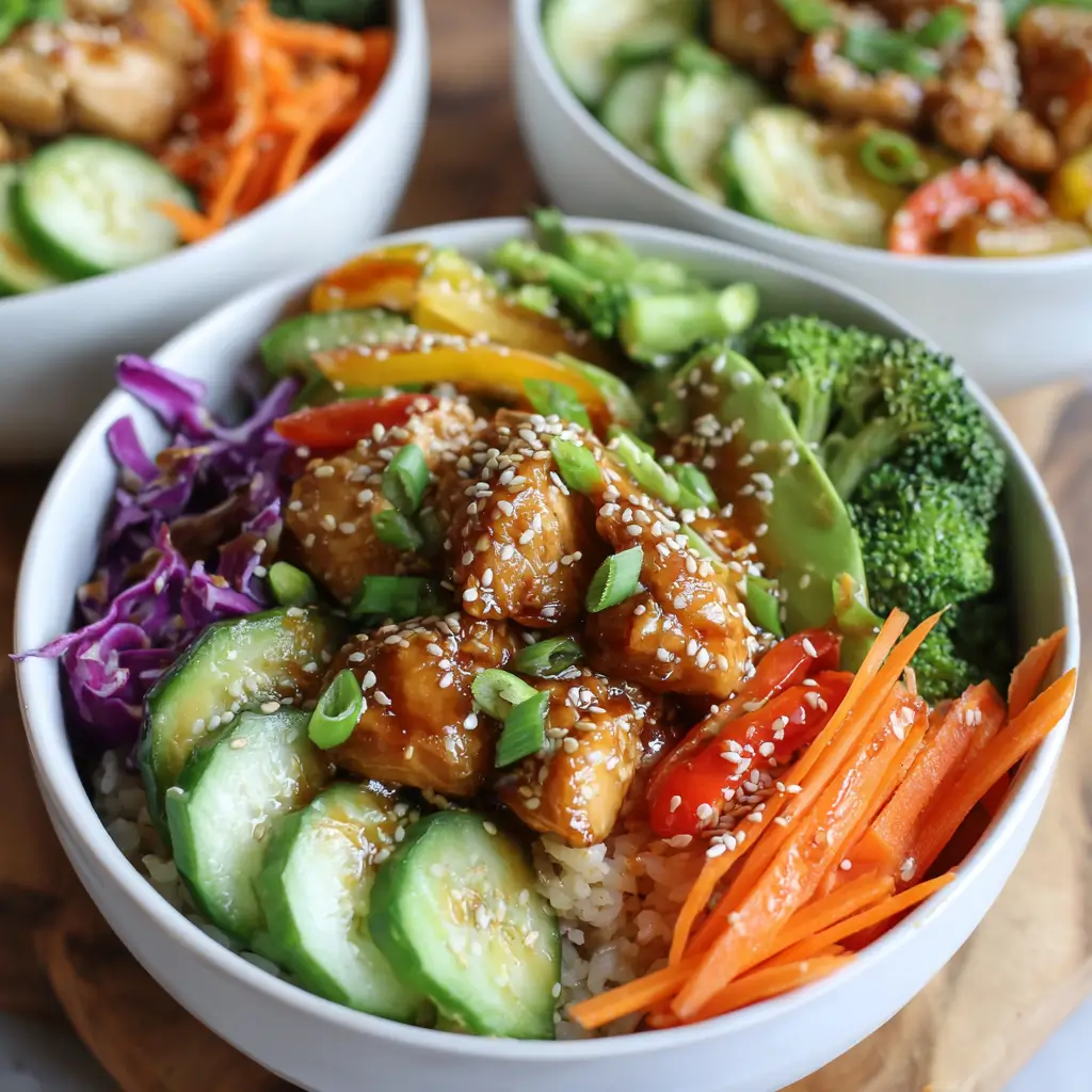 Sesame Ginger Chicken & Veggie Bowls