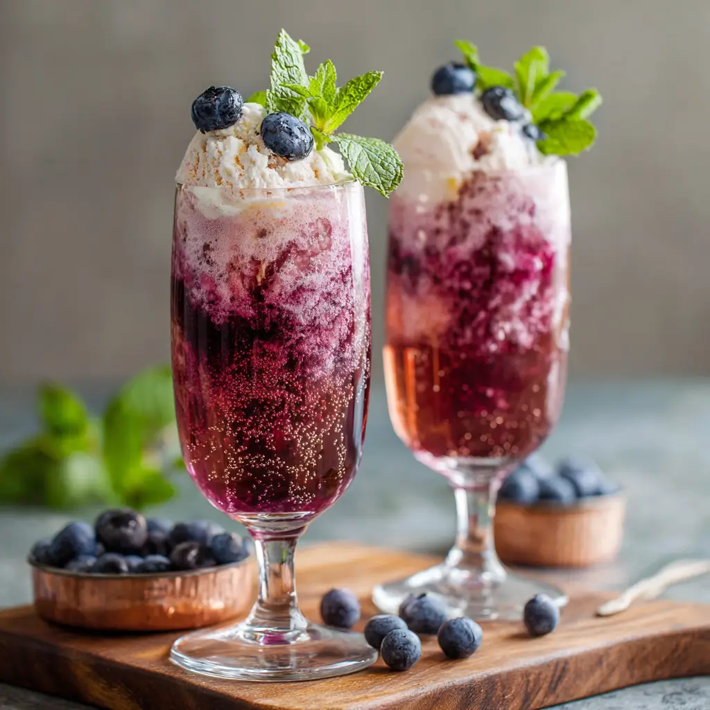 Sparkling Rosé Blueberry Floats