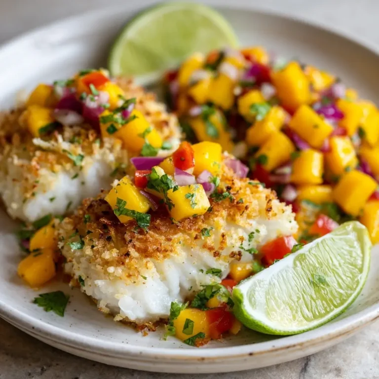 Baked Coconut Lime Cod with Mango Salsa
