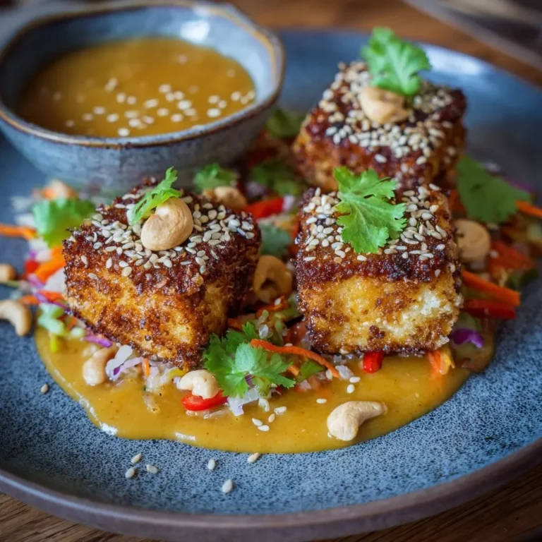 Crispy Baked Tofu with Cashew-Ginger Sauce