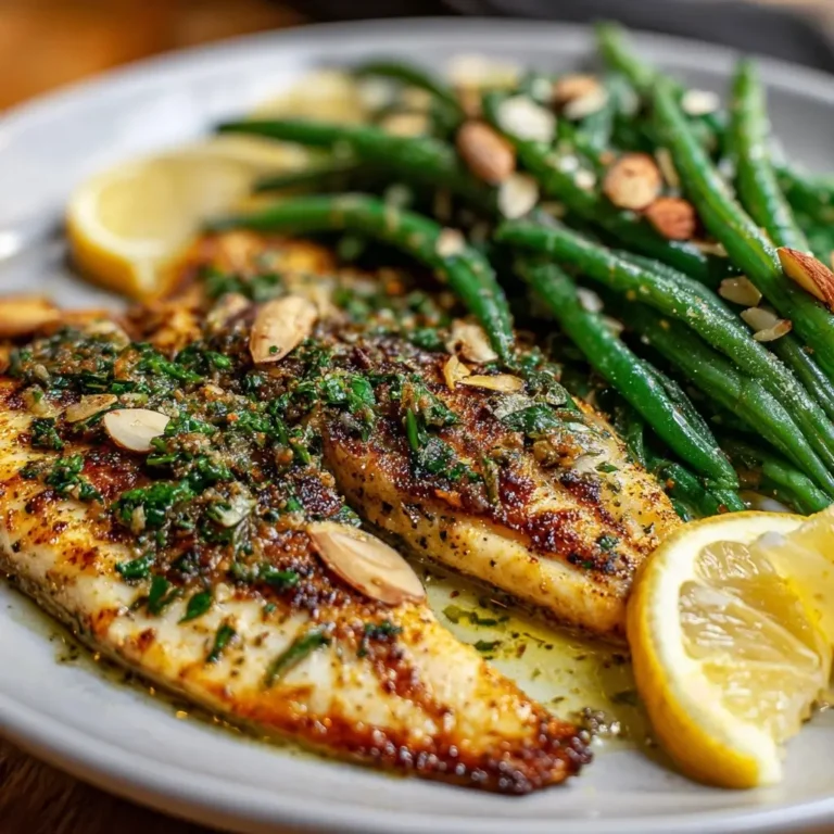 Garlic Butter Tilapia with Green Bean Almondine