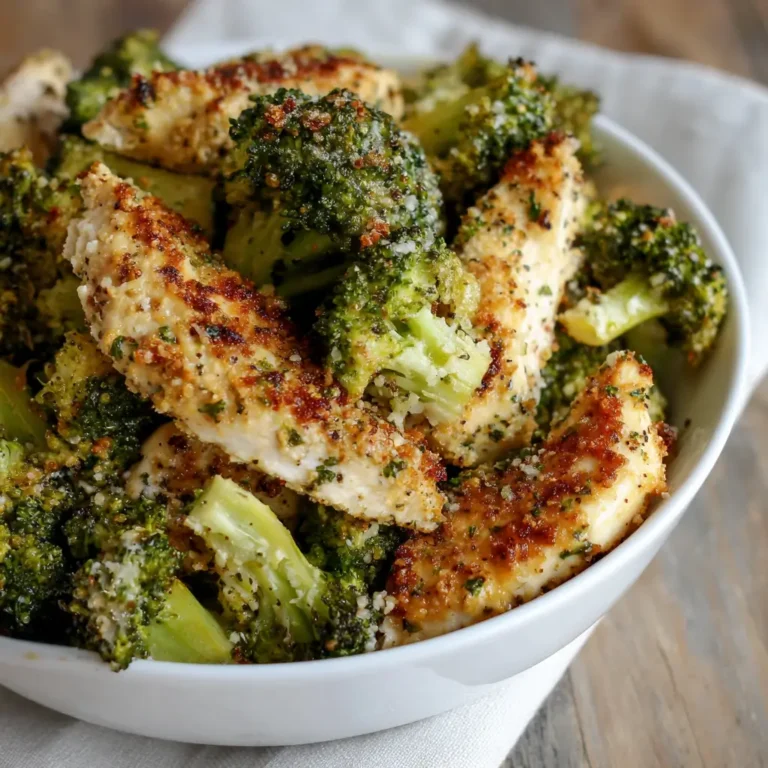 Garlic Parmesan Roasted Broccoli with Chicken