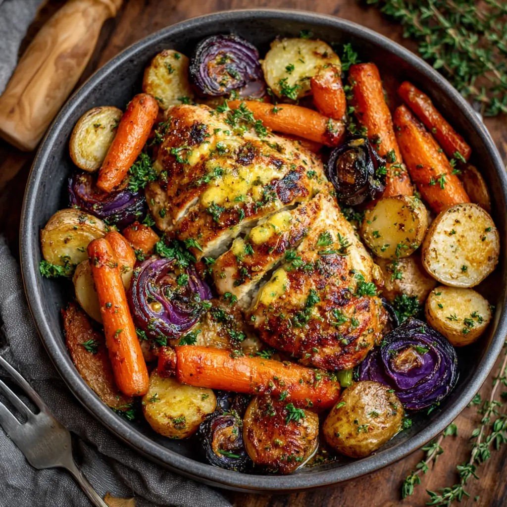 Honey Mustard Chicken with Roasted Veggies