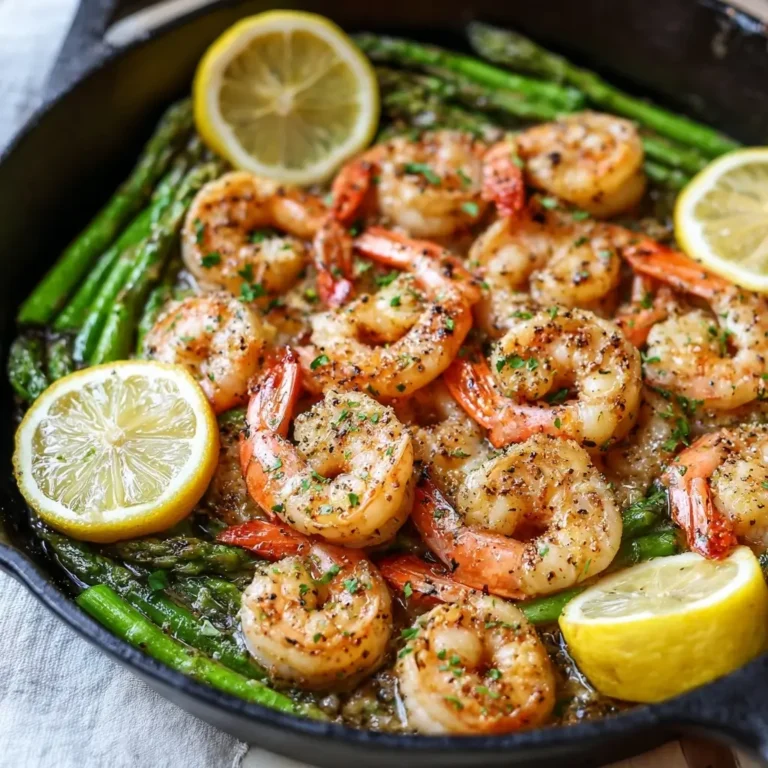 Lemon Garlic Butter Shrimp & Asparagus Skillet