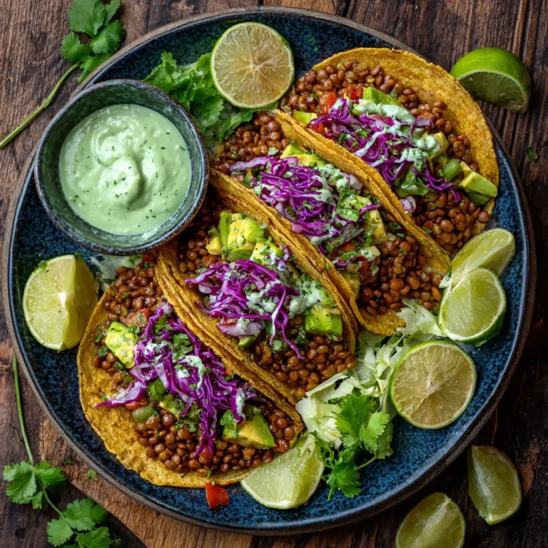 Lentil Tacos with Avocado Crema