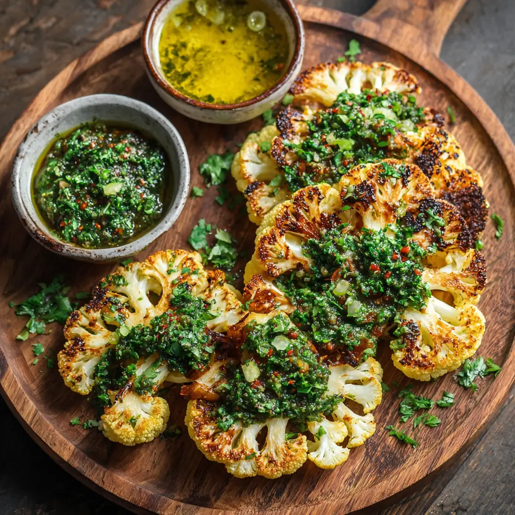 Roasted Cauliflower Steaks with Chimichurri
