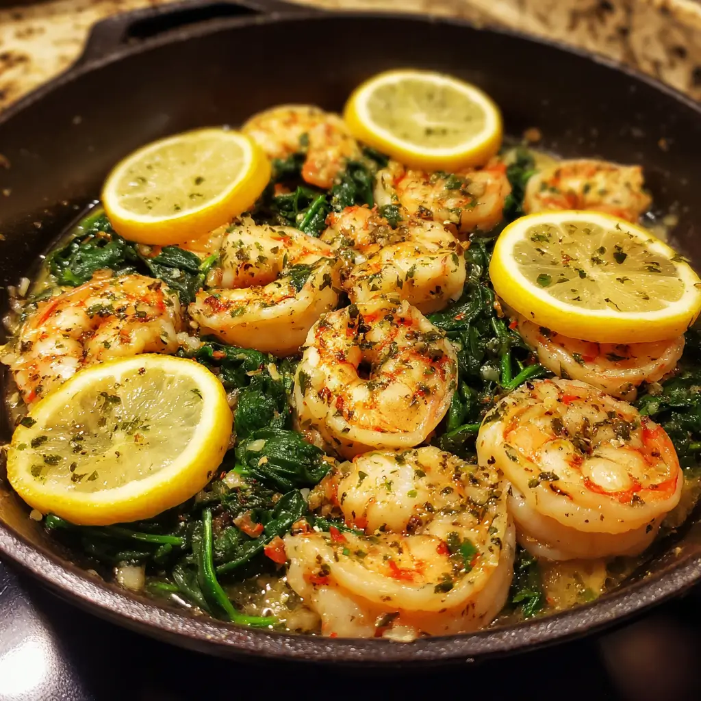 Sautéed Lemon Garlic Shrimp & Spinach