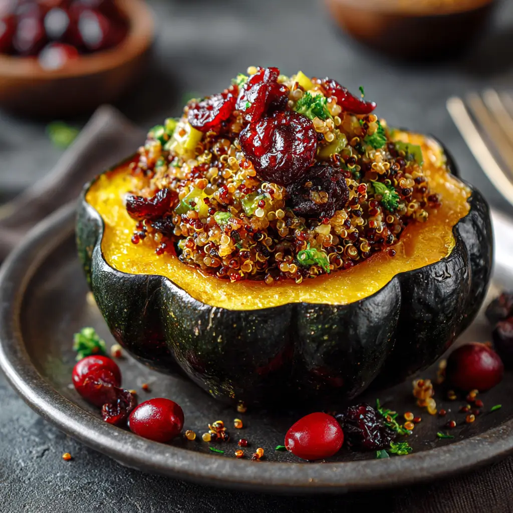 Stuffed Acorn Squash with Quinoa & Cranberries