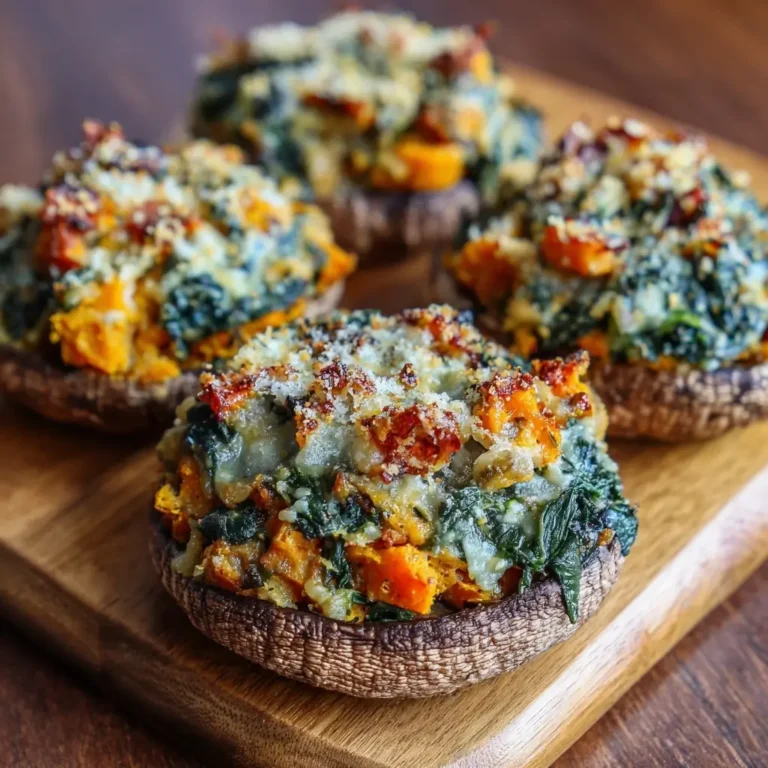 Sweet Potato & Spinach Stuffed Portobello Mushrooms
