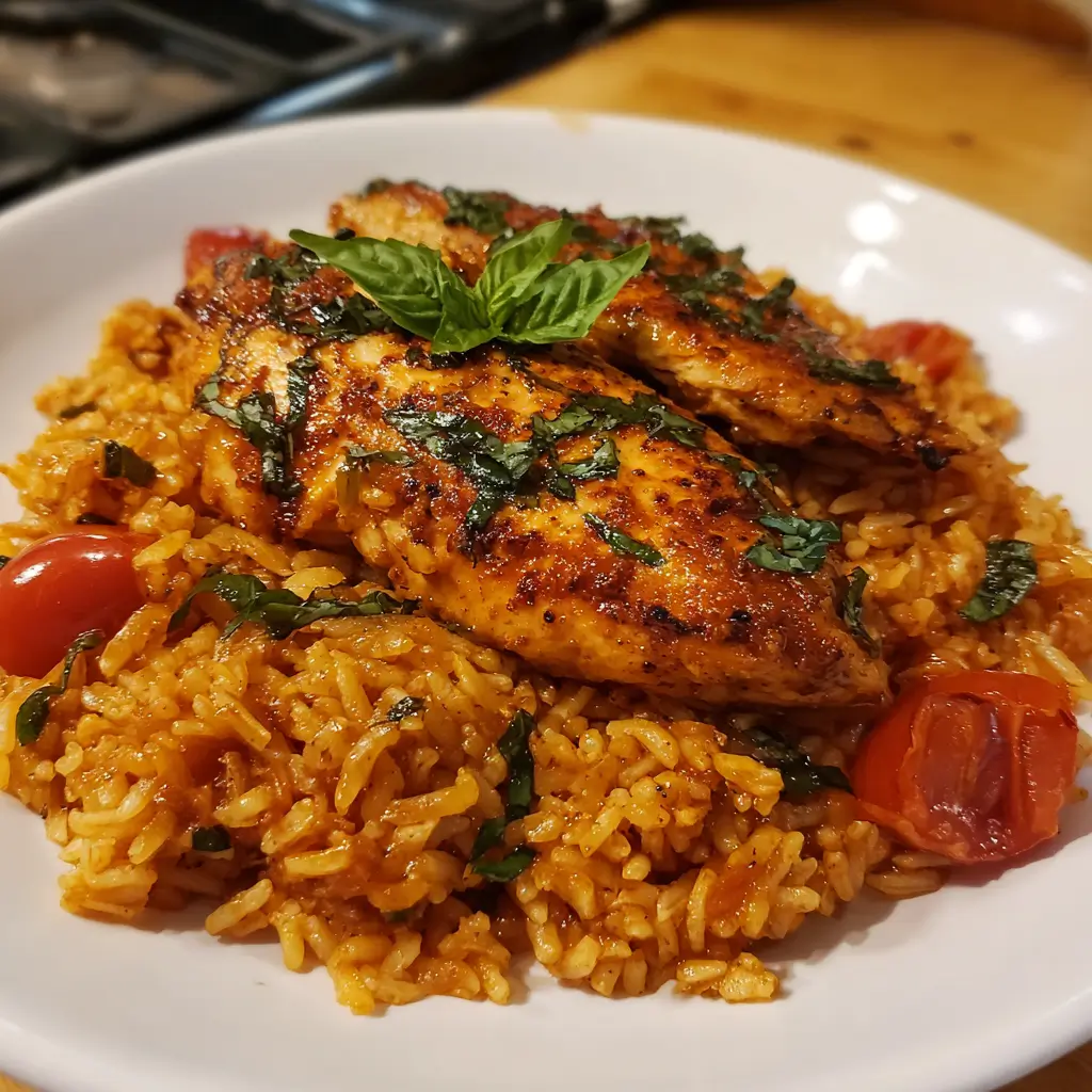 Tomato Basil Chicken with Rice