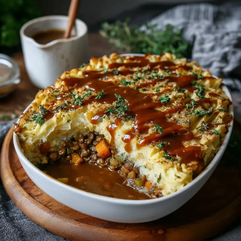 Vegan Lentil Shepherd’s Pie with Mushroom Gravy