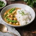 Chickpea & Sweet Pea Curry with Coconut Rice