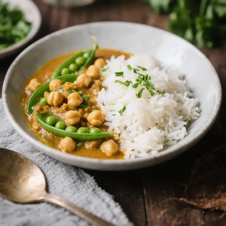 Chickpea & Sweet Pea Curry with Coconut Rice