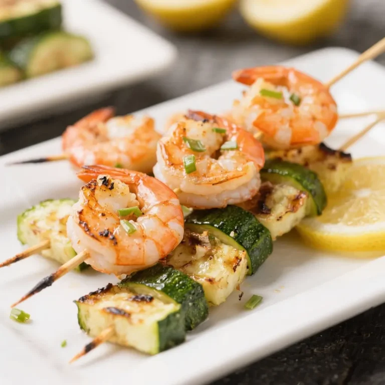 Grilled Lemon Garlic Shrimp Skewers with Zucchini