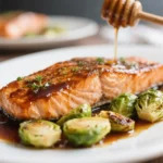 Honey Balsamic Glazed Salmon with Brussels Sprouts
