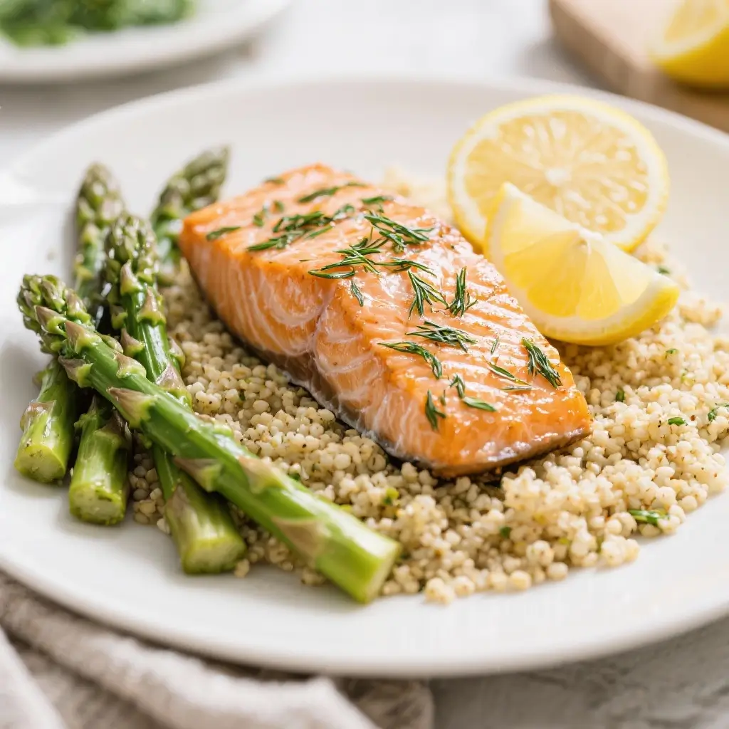 Lemon Dill Salmon with Couscous & Asparagus