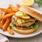 Lemon Herb Turkey Burgers with Sweet Potato Fries