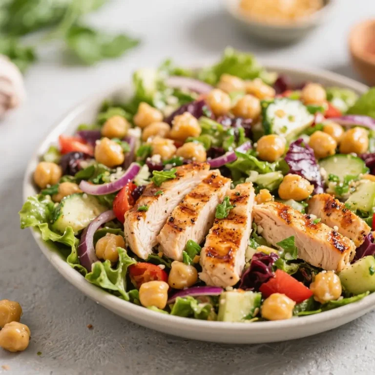 Mediterranean Chickpea Salad with Grilled Chicken