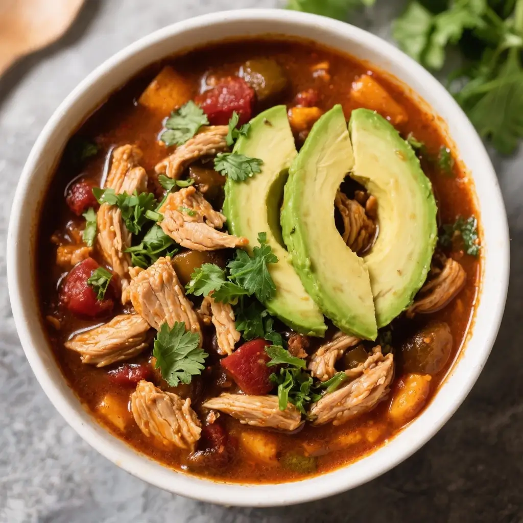 Mexican Turkey Chili with Avocado & Cilantro