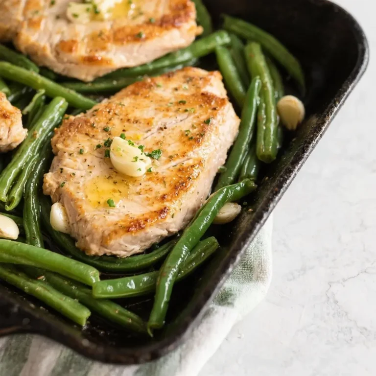 One-Pan Garlic Butter Turkey Cutlets with Green Beans