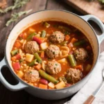 One-Pot Minestrone Soup with Turkey Meatballs