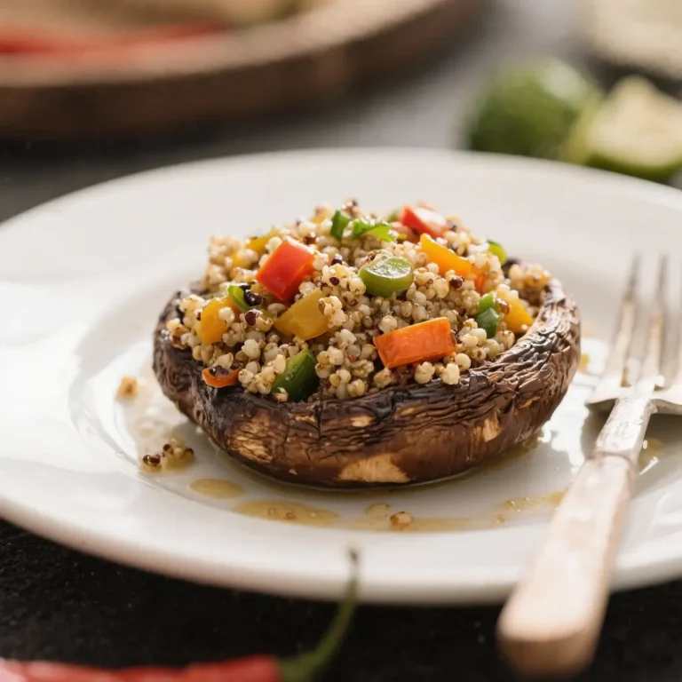 Roasted Vegetable & Quinoa Stuffed Portobello Mushrooms