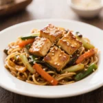 Sesame Honey Baked Tofu with Stir-Fry Veg Noodles