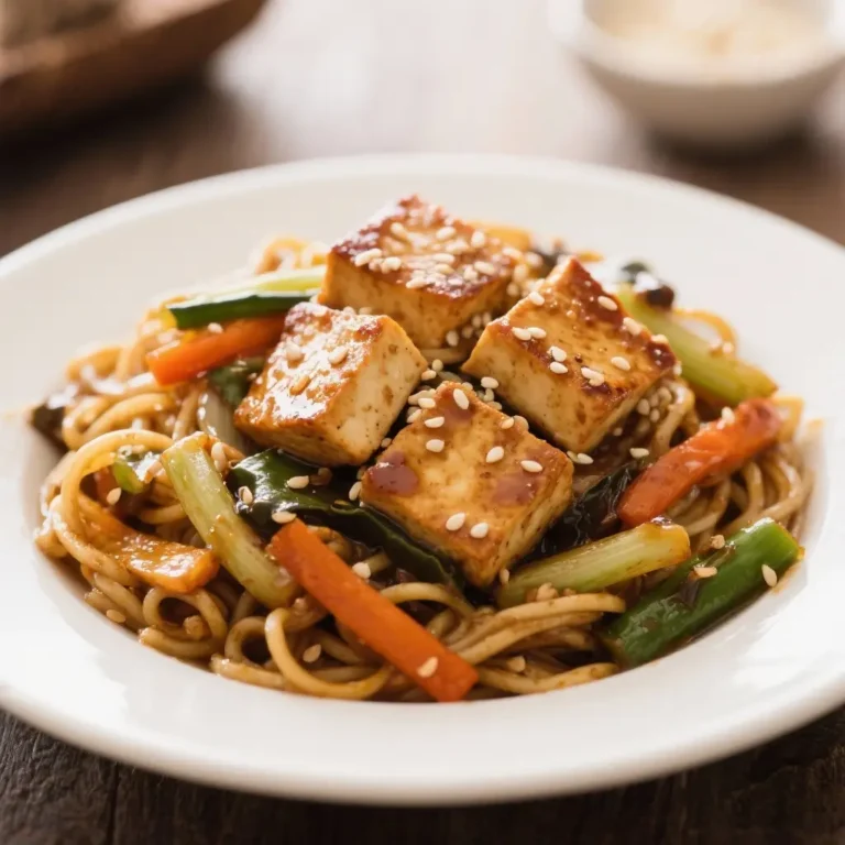 Sesame Honey Baked Tofu with Stir-Fry Veg Noodles