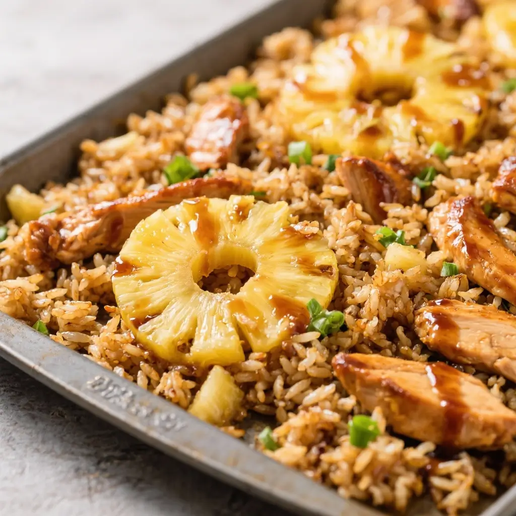 Sheet-Pan Teriyaki Chicken & Pineapple Fried Rice