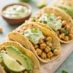Vegan Chickpea Tacos with Avocado Lime Crema