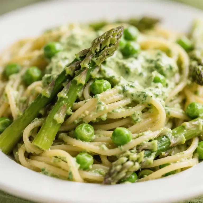 Vegan Green Goddess Pasta with Asparagus & Peas
