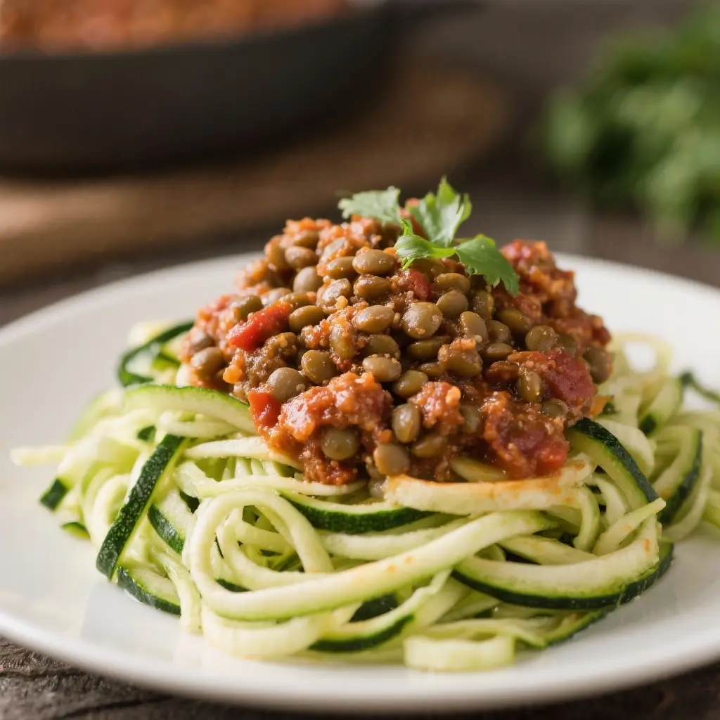 Vegan Lentil Bolognese over Zucchini Noodles