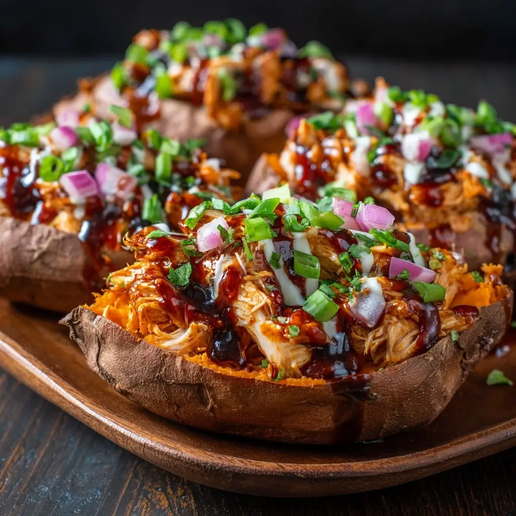 BBQ Chicken Stuffed Sweet Potatoes