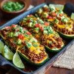 Beef Enchilada Stuffed Zucchini