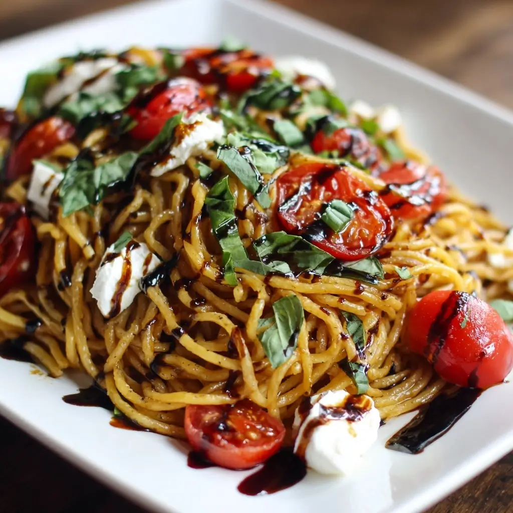 Caprese Pasta with Balsamic Glaze