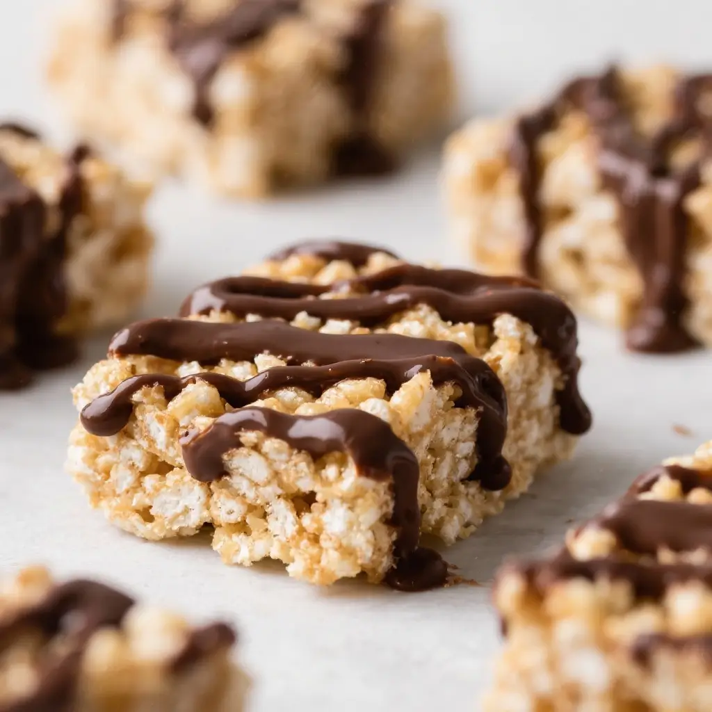 Chocolate Drizzled Rice Krispie Treats
